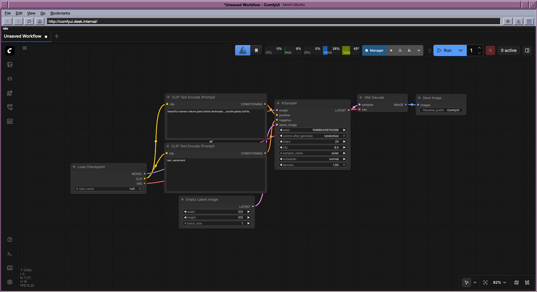 ComfyUI's workflow open in a SiliconDesk web window